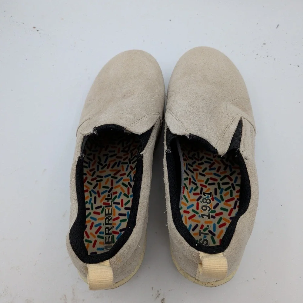 Merrell Jungle Moc Beige Suede Slip On Walking Shoes MK265358 Mens 5M Womens 6